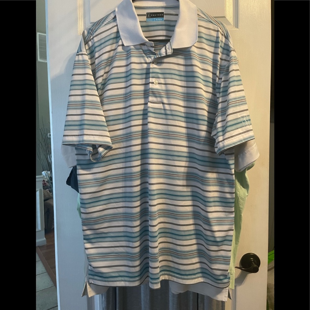 PGA Tour XL Striped Golf Polo Shirt